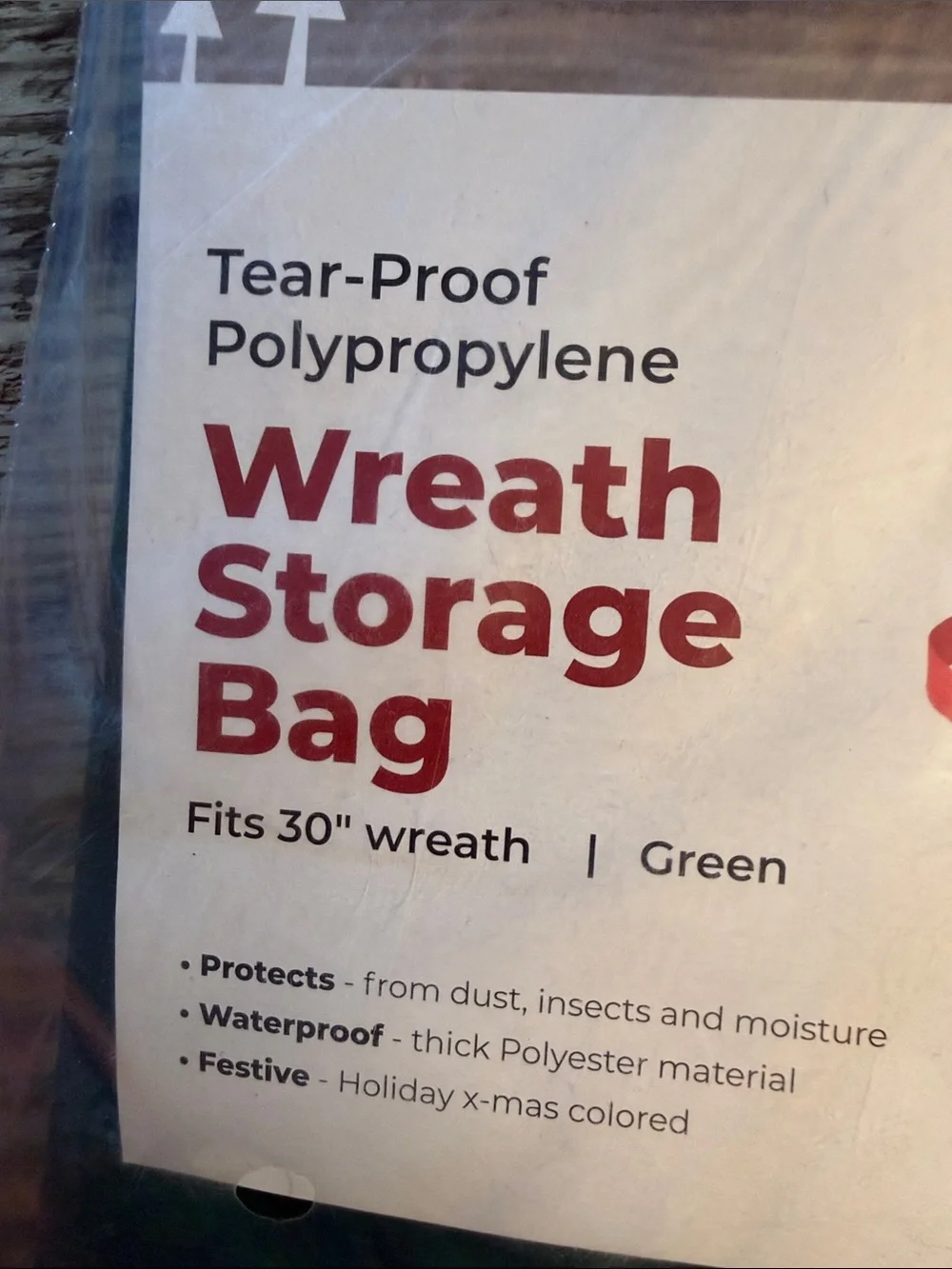 Green and Red Wreath Storage Bag